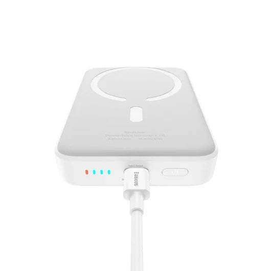 BASEUS MAGNETIC MINI AIR WIRELESS FAST CHARGE POWER BANK 10000MAH 20W STELLAR WHITE