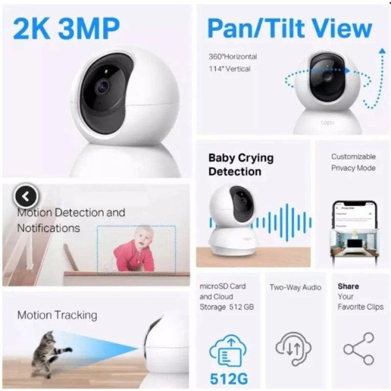 TP Link Tapo TC71 Câmara de Vigilância IP 360o 2K 3MP