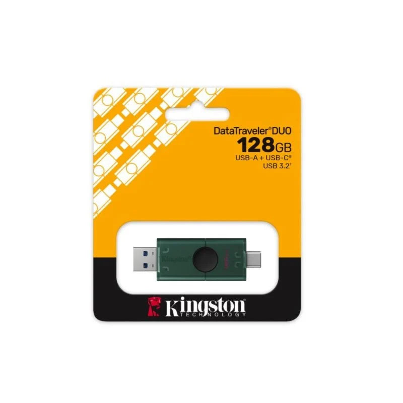 Pen Drive Kingston DataTraveler Duo USB-A/C 3.2 128GB Verde/Preta