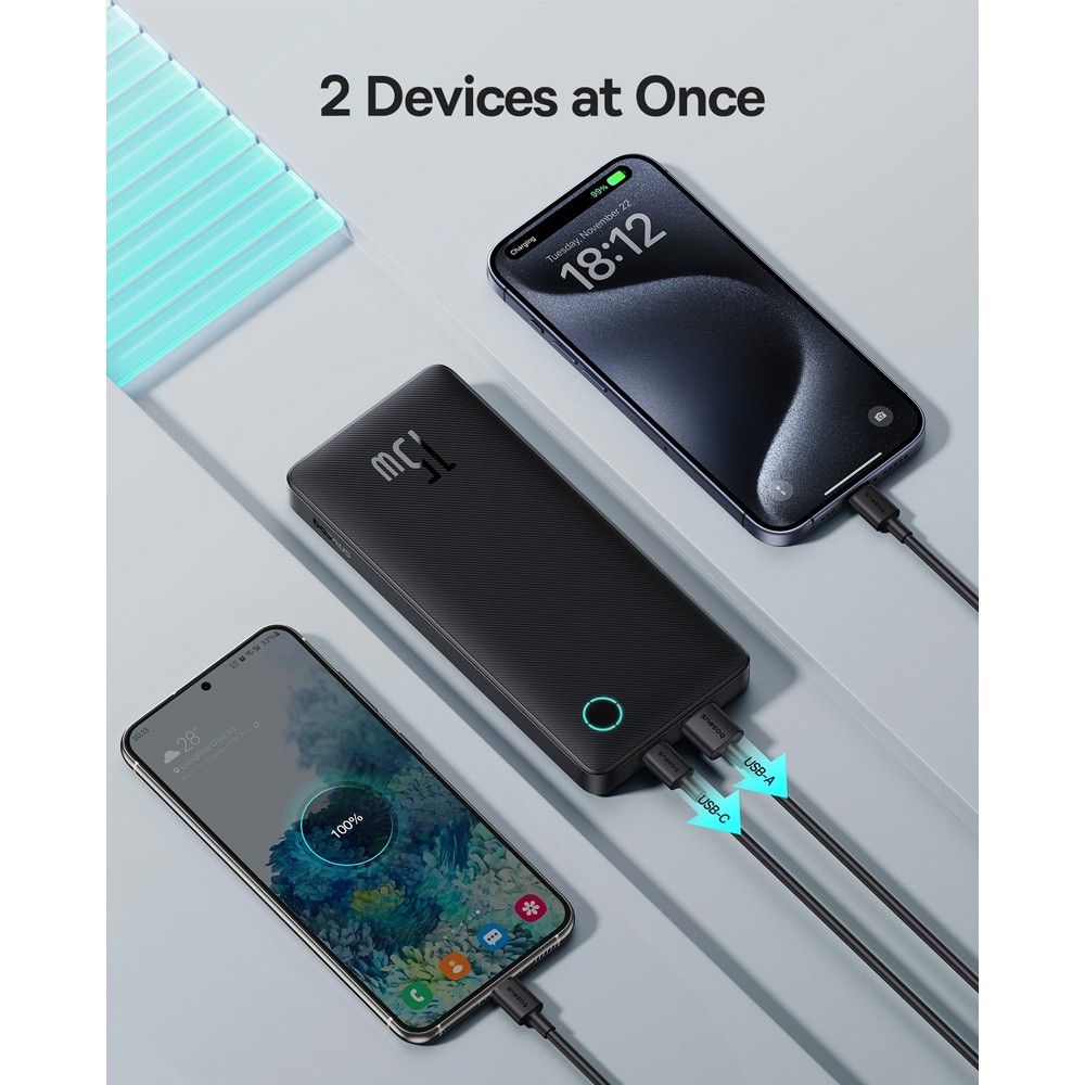 Powerbank Air Lite 10000Mah 15W Preta + Cabo Usb-C 30Cm