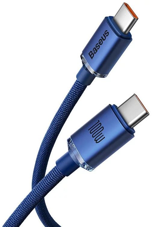 BASEUS CRYSTAL SHINE SERIES FAST CHARGING DATA CABLE TYPE-C TO TYPE-C 100W 1.2M BLUE
