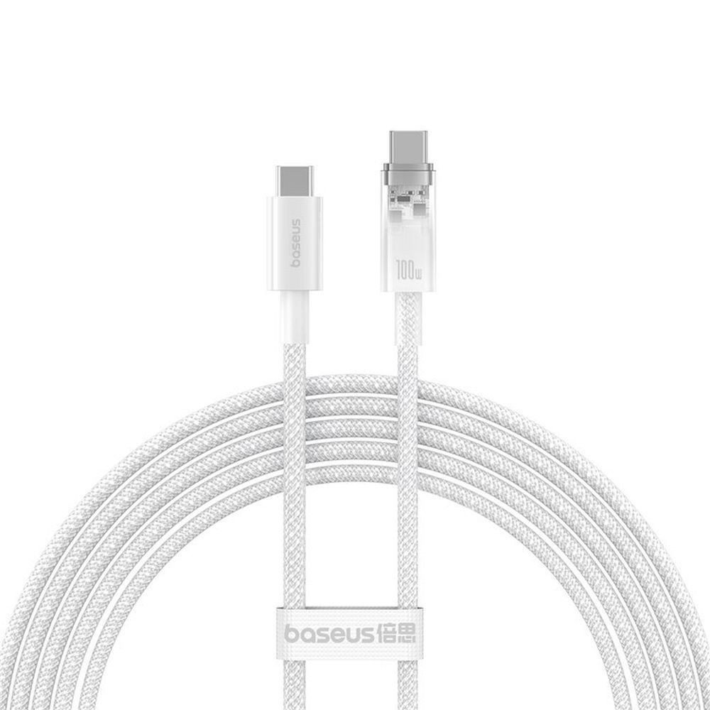BASEUS EXPLORER SERIES FAST CHARGING CABLE WITH SMART TEMP. CONTROL TYPE-C TO TYPE-C 100W 2M WHITE