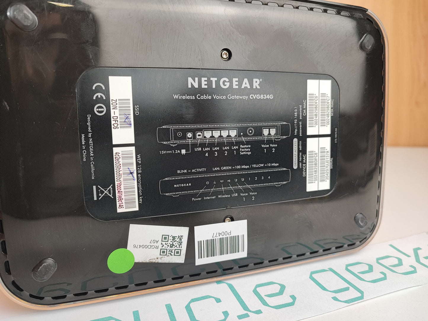 Router Netgear CVG834G Estado: Razoável - C
