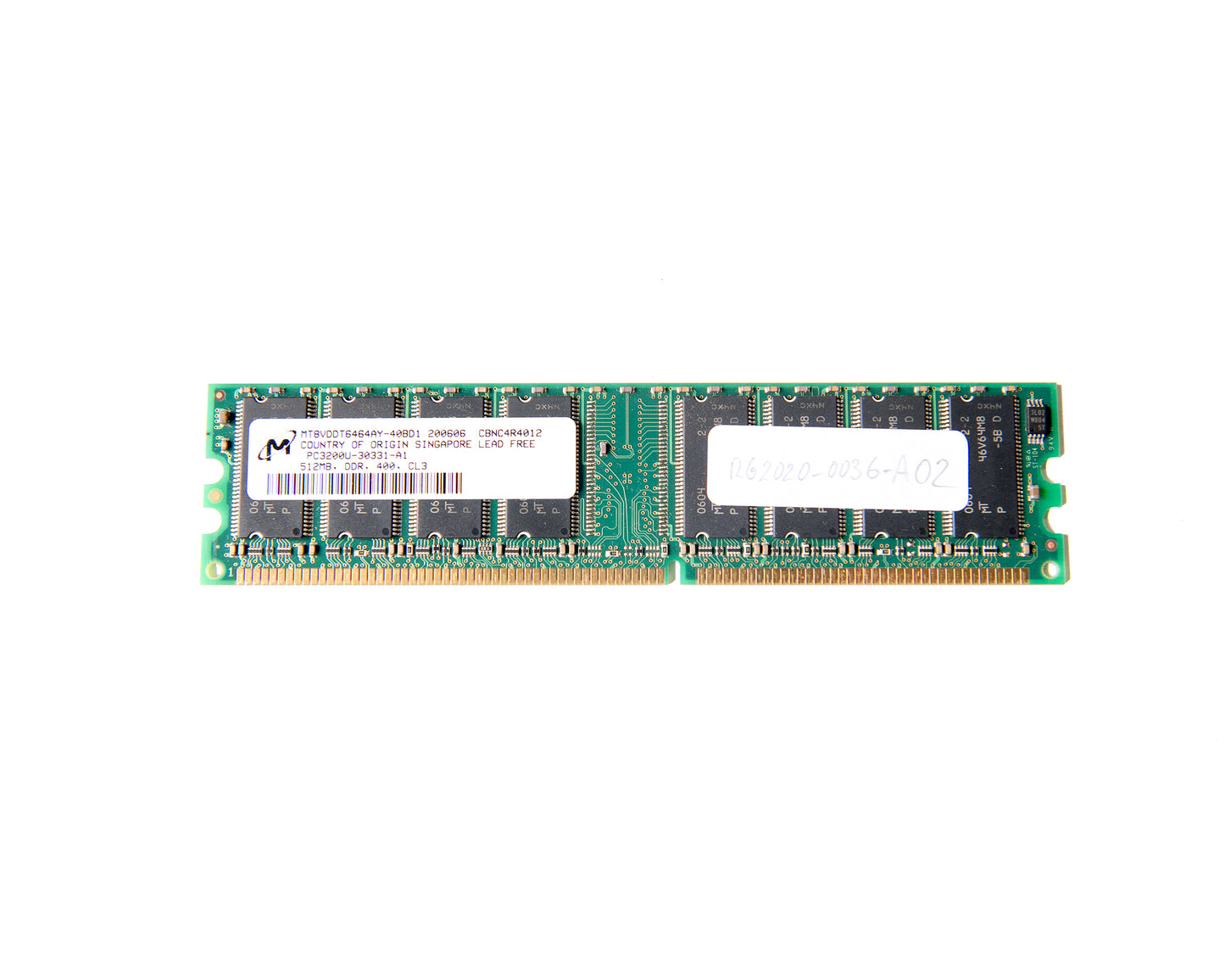 RAM DIMM Micron 512Mb DDR400Mhz MT8VDDT6464AY-40BD1