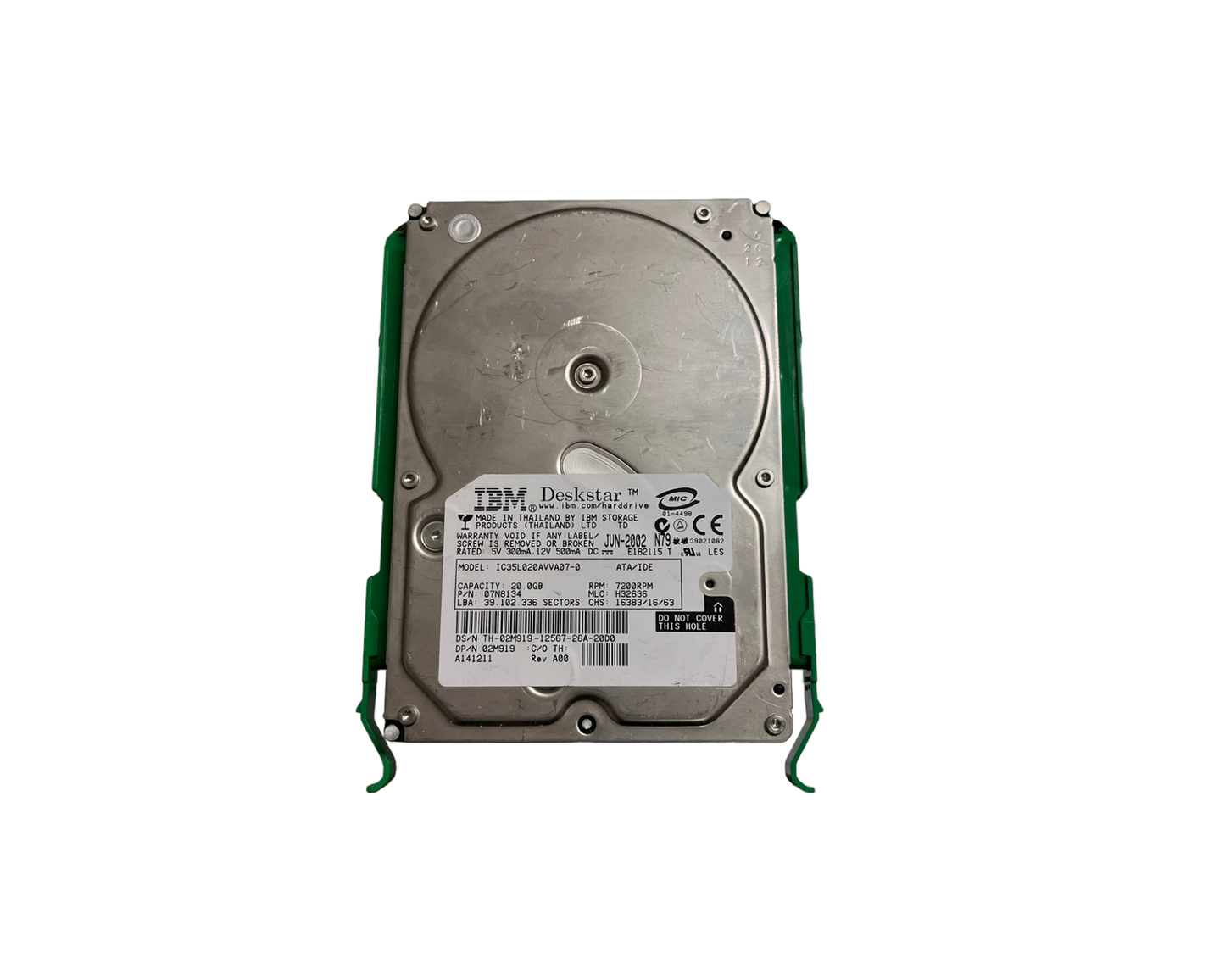 Disco Rígido IDE 3,5'' IBM Deskstar 20GB 7200RPM IC35L020AVVA07-0 com caddy