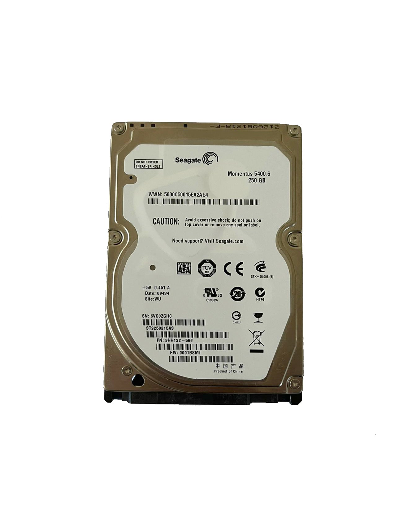Disco Duro 2.5'' Seagate Momentus 250GB 5400RPM ST9250315AS
