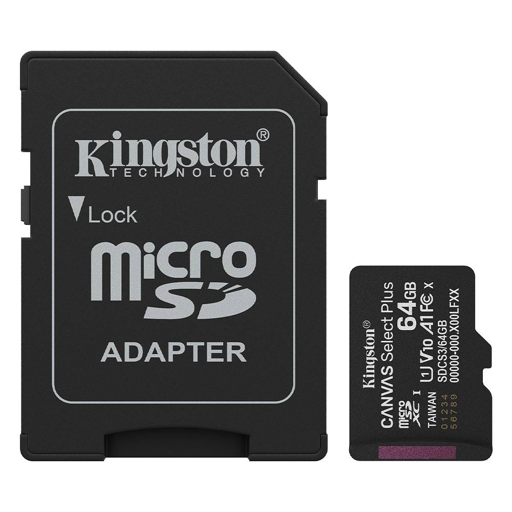 microSDXC Kingston Canvas Select Plus Gen3 64GB (100MB/s) UHS-I, U1, V10, A1 + Adaptador SD