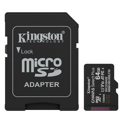 microSDXC Kingston Canvas Select Plus Gen3 64GB (100MB/s) UHS-I, U1, V10, A1 + Adaptador SD