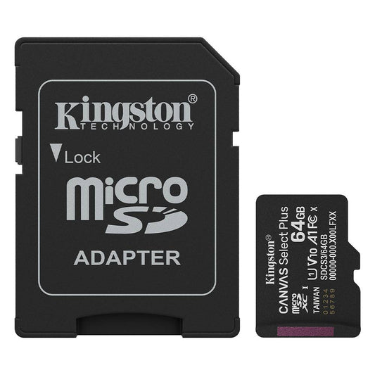microSDXC Kingston Canvas Select Plus Gen3 64GB (100MB/s) UHS-I, U1, V10, A1 + Adaptador SD