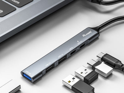 HUB Equip USB 3.2 Gen 1 (3.1 Gen 1) Type-C 5000 Mbit/s Prateado