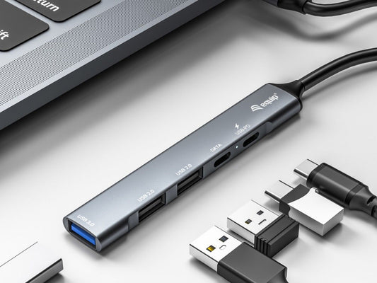 Concentrador USB 3.2 Gen 1 (3.1 Gen 1) Tipo-C 5000 Mbit/s Plata