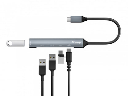 HUB Equip USB 3.2 Gen 1 (3.1 Gen 1) Type-C 5000 Mbit/s Prateado