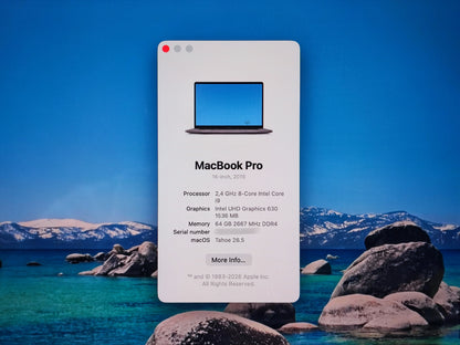 Apple MacBook Pro A2141 Ecrã 16" Retina i9 64GB Ram DDR4 1TB SSD AMD Radeon Pro 5500M macOS Tahoe Cinzento Sideral | Estado: Razoável