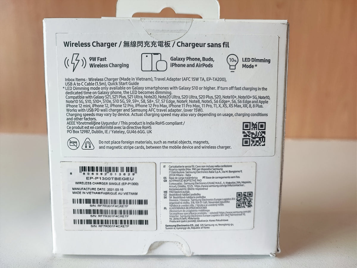 Samsung Wireless Charger EP-P1300 9W (Preto) — Grade A