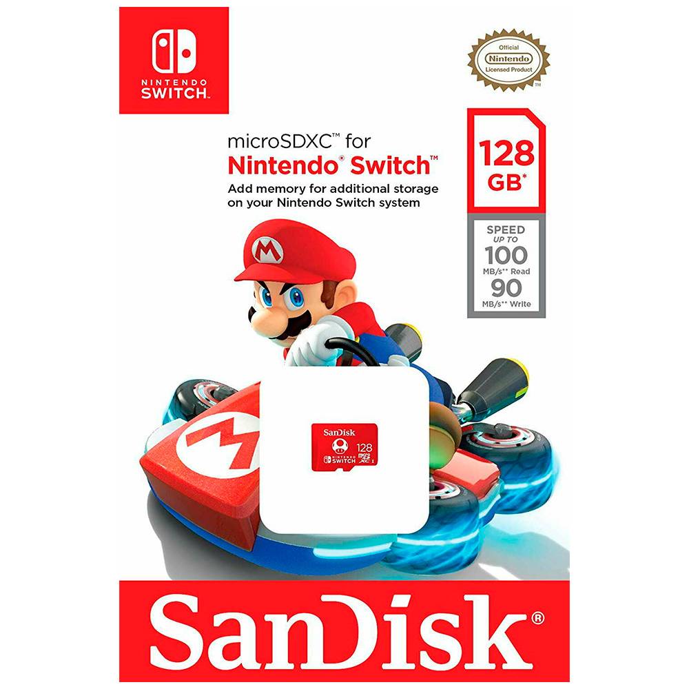 Cartão Memória SanDisk Nintendo Switch UHS-I U3 microSDXC 128GB