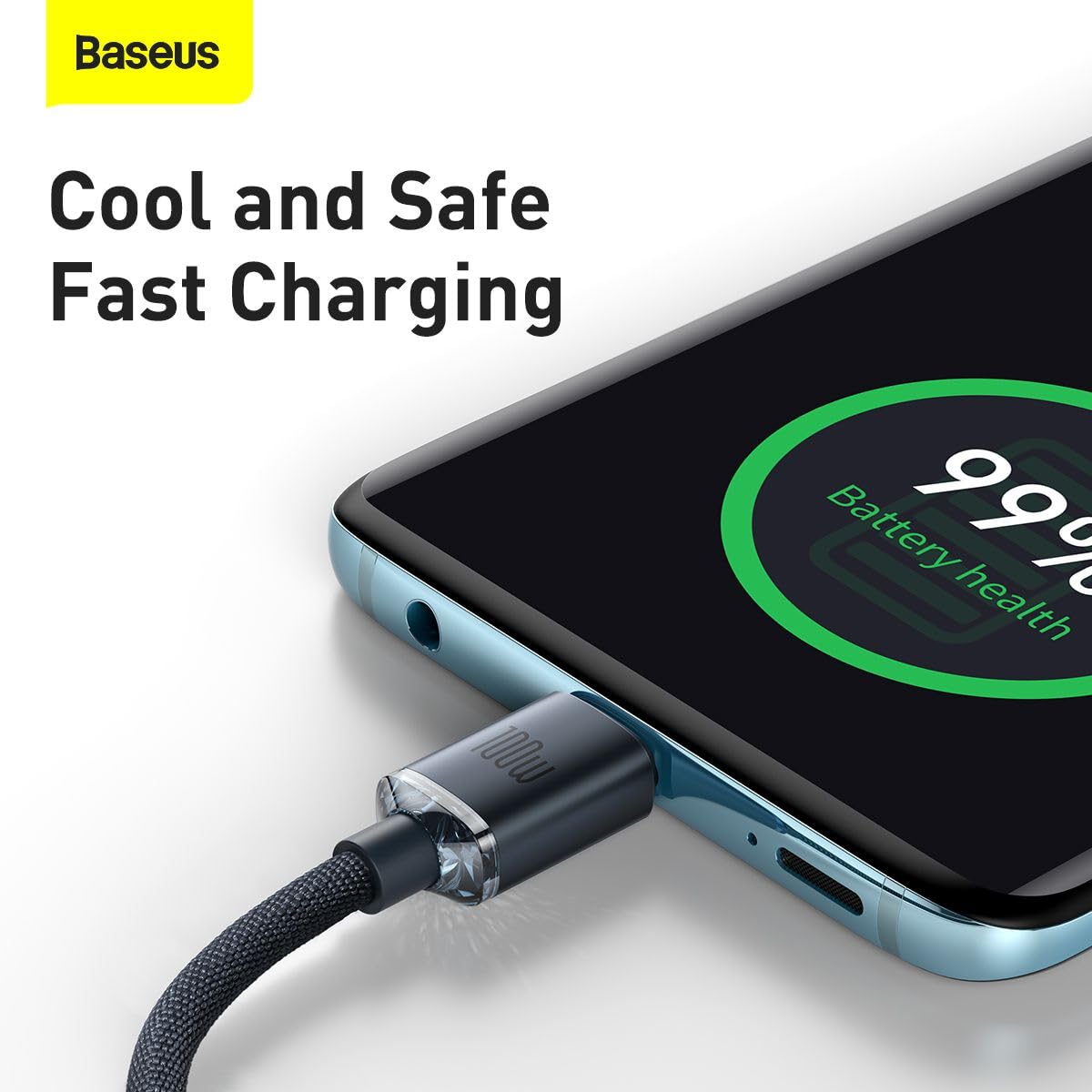 BASEUS CRYSTAL SHINE SERIES FAST CHARGING DATA CABLE TYPE-C TO TYPE-C 100W 1.2M BLACK