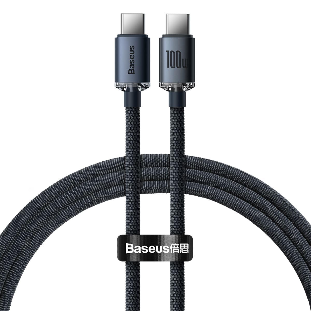 BASEUS CRYSTAL SHINE SERIES FAST CHARGING DATA CABLE TYPE-C TO TYPE-C 100W 1.2M BLACK