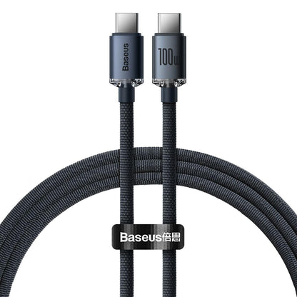 BASEUS CRYSTAL SHINE SERIES FAST CHARGING DATA CABLE TYPE-C TO TYPE-C 100W 1.2M BLACK