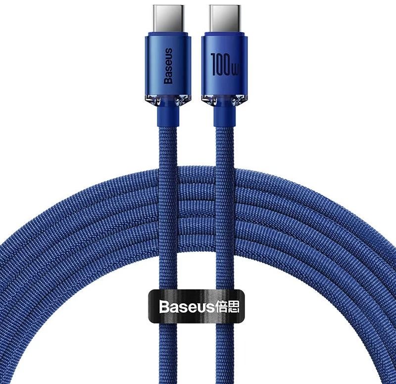 BASEUS CRYSTAL SHINE SERIES FAST CHARGING DATA CABLE TYPE-C TO TYPE-C 100W 1.2M BLUE