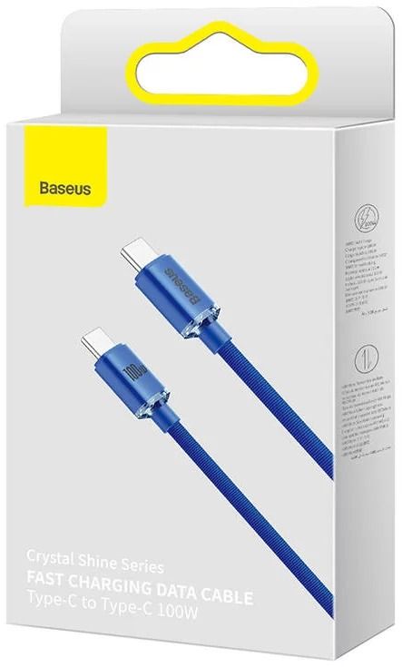 BASEUS CRYSTAL SHINE SERIES FAST CHARGING DATA CABLE TYPE-C TO TYPE-C 100W 1.2M BLUE
