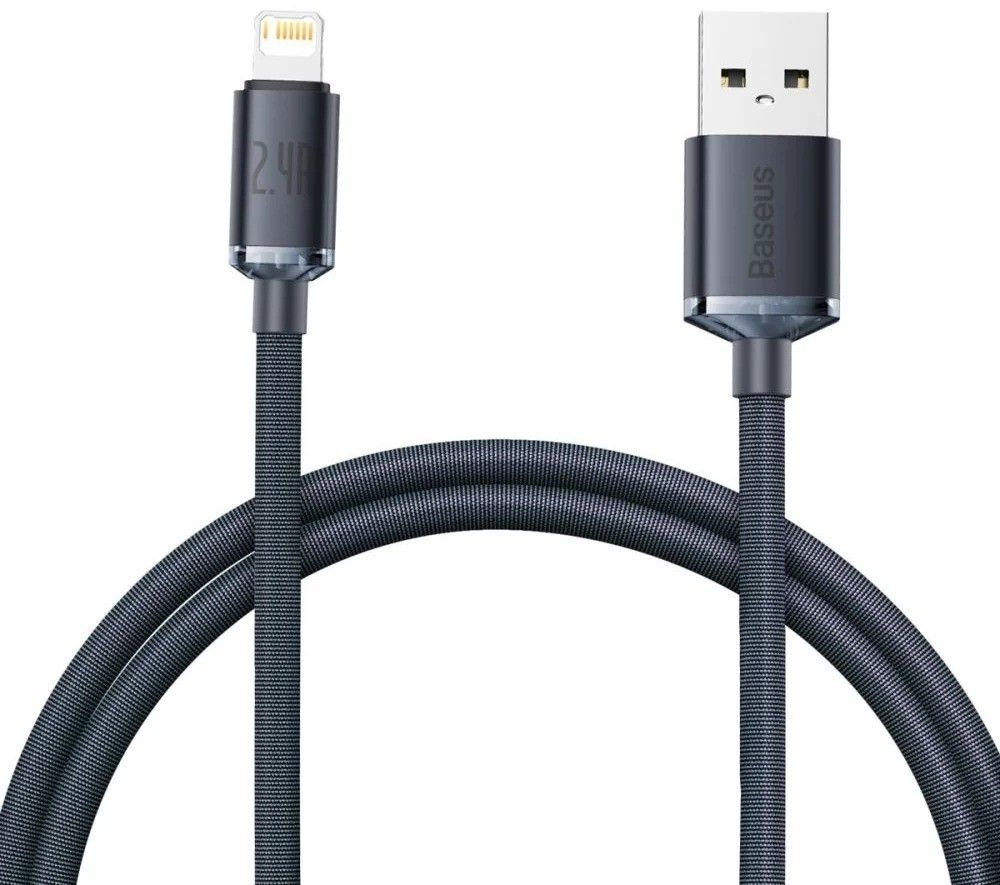 CW-FXP BASEUS CRYSTAL SHINE SERIES FAST CHARGING DATA CABLE USB TO IP 2.4A 1.2M BLACK