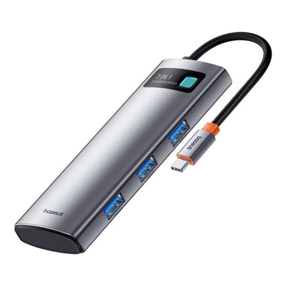 Baseus Hub USB-C 7 em 1 Adaptador com HDMI 4K@60Hz, PD 100W, 3 USB-A 3.0 5Gbps, Leitor Cartões SD/TF