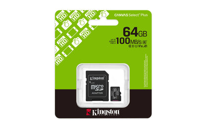 microSDXC Kingston Canvas Select Plus Gen3 64GB (100MB/s) UHS-I, U1, V10, A1 + Adaptador SD
