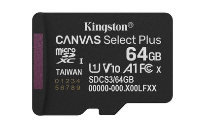 microSDXC Kingston Canvas Select Plus Gen3 64GB (100MB/s) UHS-I, U1, V10, A1 + Adaptador SD