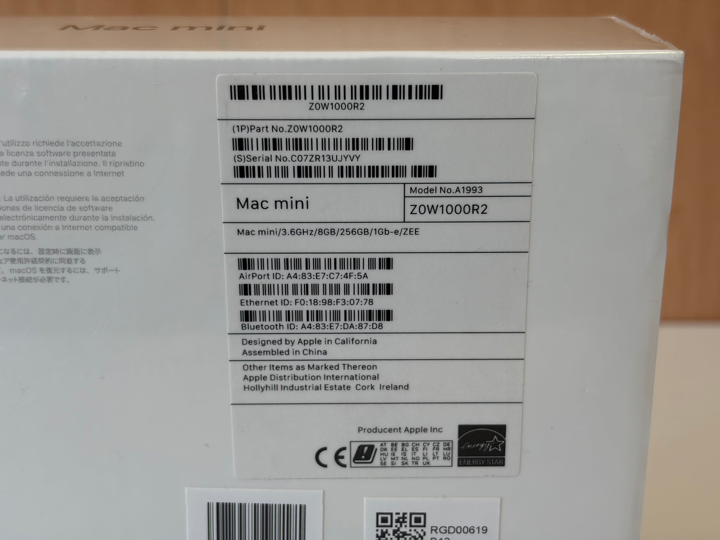 Apple Mac Mini A1993 MRTR2LL/A 2018 i3 8100B 8GB Ram 512GB NVMe (grey) — Novo N