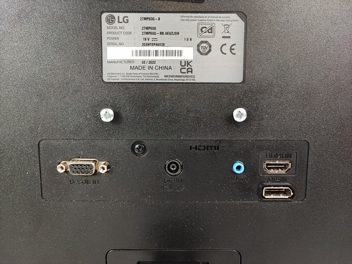 Monitor LG 27MP60G IPS FHD 1920x1080 75Hz FreeSync 1ms Estado: Excelente - A