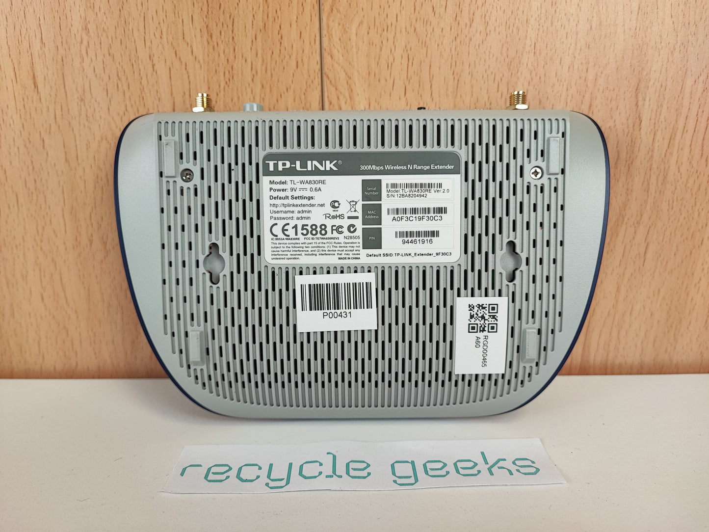 Redes e Routers TP-Link TL-WA830RE 300Mbps Wireless N Range Extender Estado: Muito Bom - B