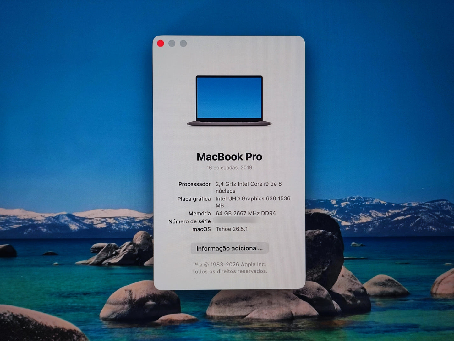 Apple Macbook Pro A2141 i9 9980HK 64GB RAM DDR4 1TB NVMe Teclado PT Portugal Estado: Excelente - A