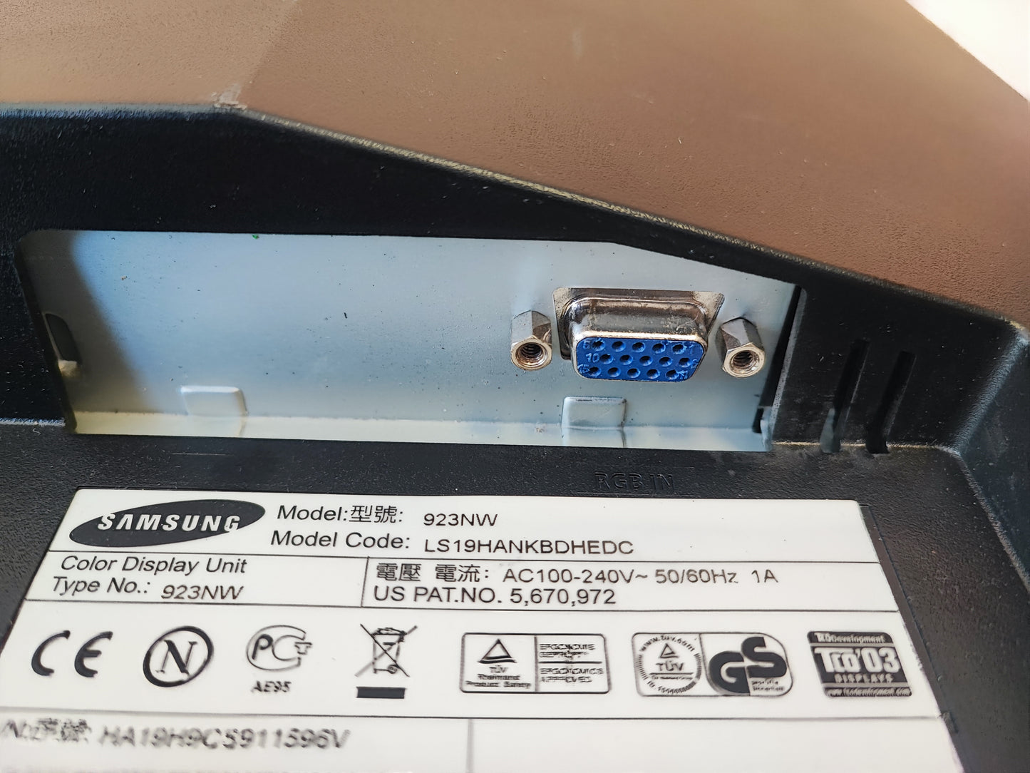 Monitor Samsung SyncMaster 923NW 19'' 1440x900 Estado: Muito Bom - B