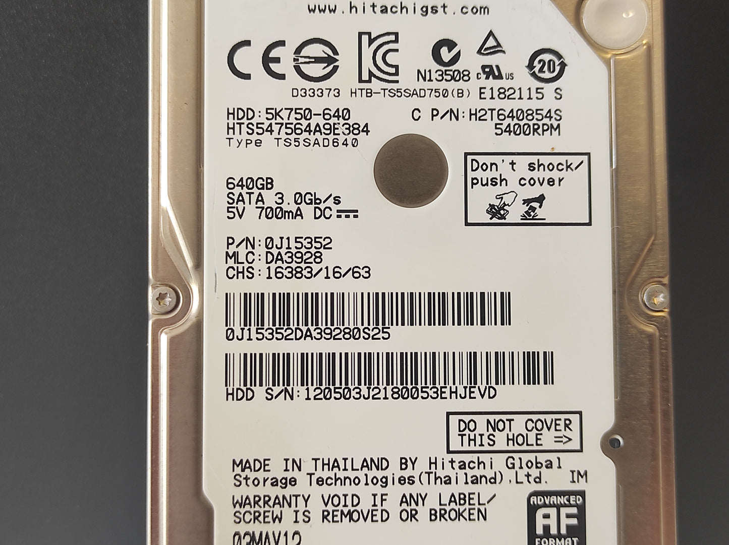 Disco Rígido HDD SATA 2,5'' 640GB GENÉRICO