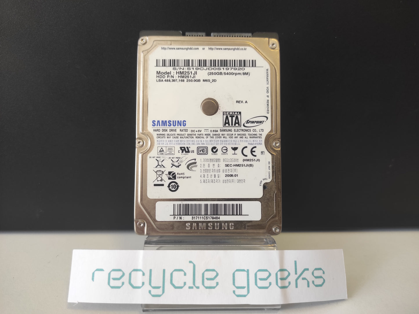 Disco Rígido HDD SATA 2,5'' 250GB GENÉRICO