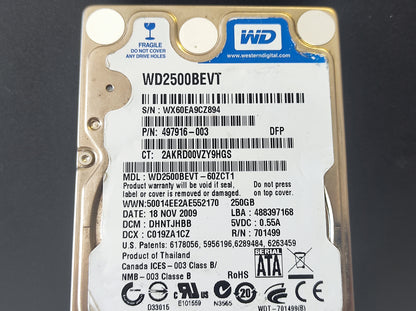 Disco Rígido HDD SATA 2,5'' 250GB GENÉRICO