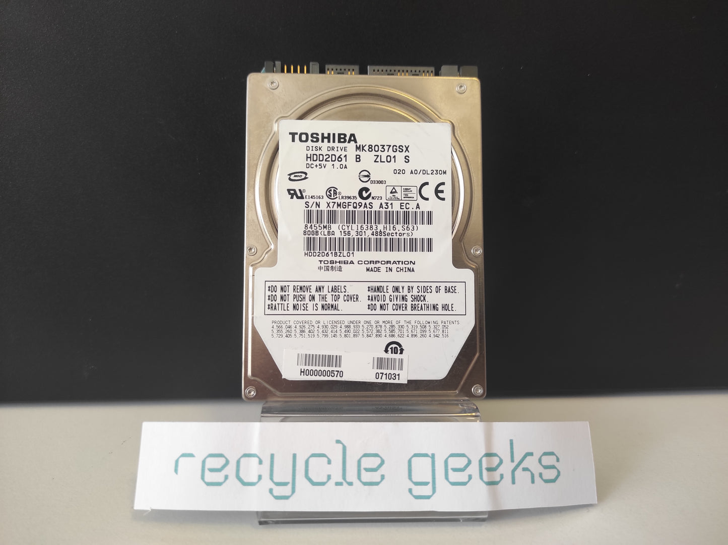 Disco Rígido HDD SATA 2,5'' 80GB GENÉRICO