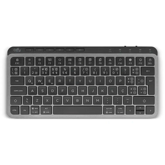 Teclado Offy Flexi Mini Wireless RF 2.4GHz + Bluetooth 5.1 Multi-Device PT Cinzento