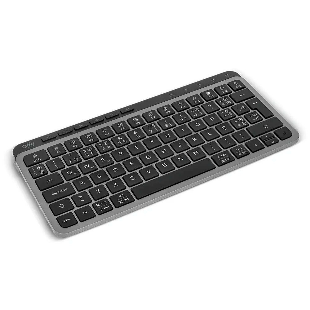 Teclado Offy Flexi Mini Wireless RF 2.4GHz + Bluetooth 5.1 Multi-Device PT Cinzento