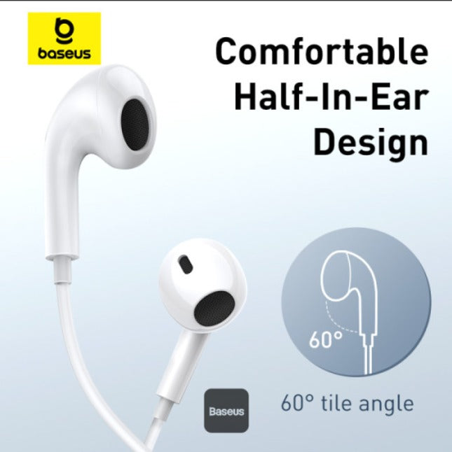 Auscultadores Baseus Encok CZ17 SEMI-IN-EAR Wired Earphones Monn White