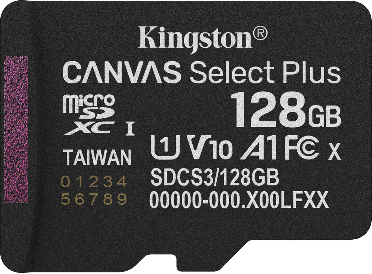 microSDXC Kingston Canvas Select Plus Gen3 128GB (150MB/s) UHS-I, U1, V10, A1 + Adaptador SD