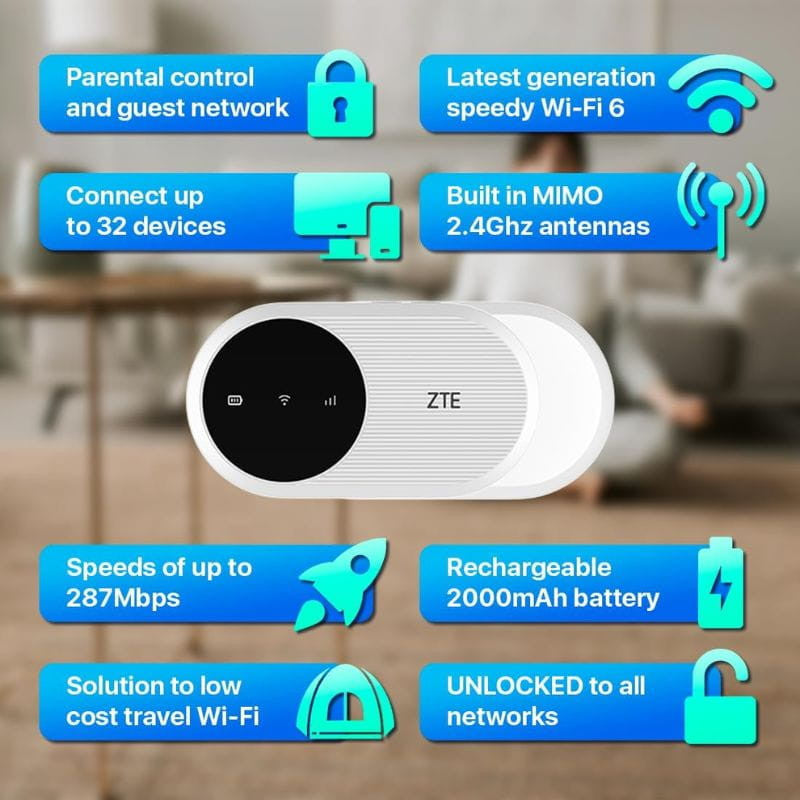 Hotspot Móvel ZTE U10 WI-FI 6 4G LTE BRANCO