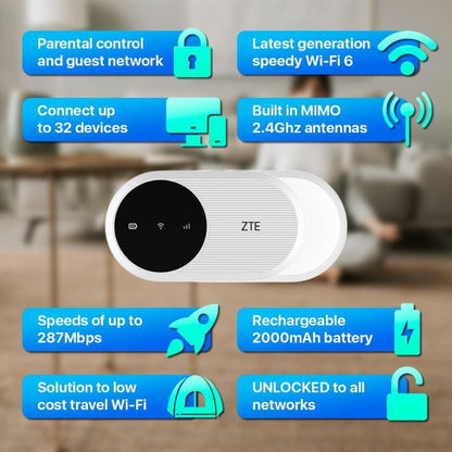 Hotspot Móvel ZTE U10 WI-FI 6 4G LTE BRANCO