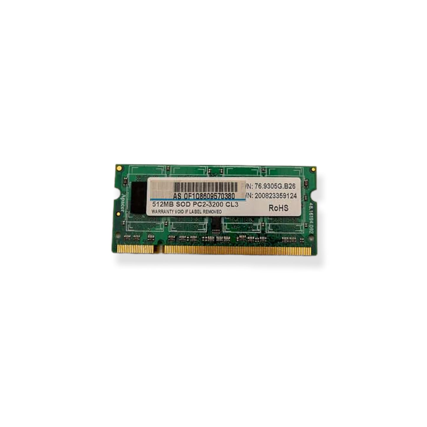 Memória Ram SODIMM 512MB PC2-3200 AS 0F1Q8609570380