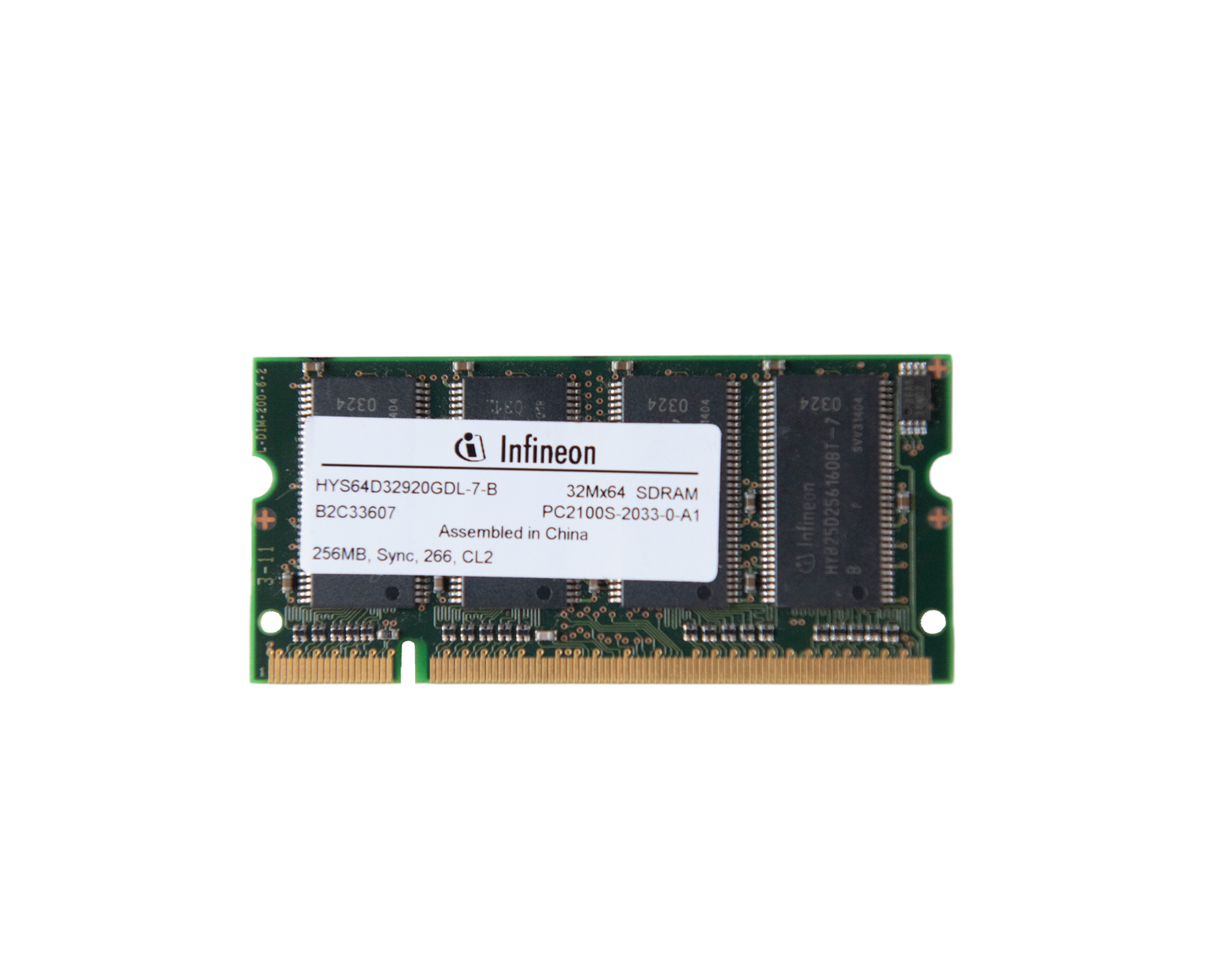 Memória Ram SO-DIMM INFINEON 256MB DDR 266Mhz PC2100S-2033-0-A1 HYMS64D32920GDL-7-B