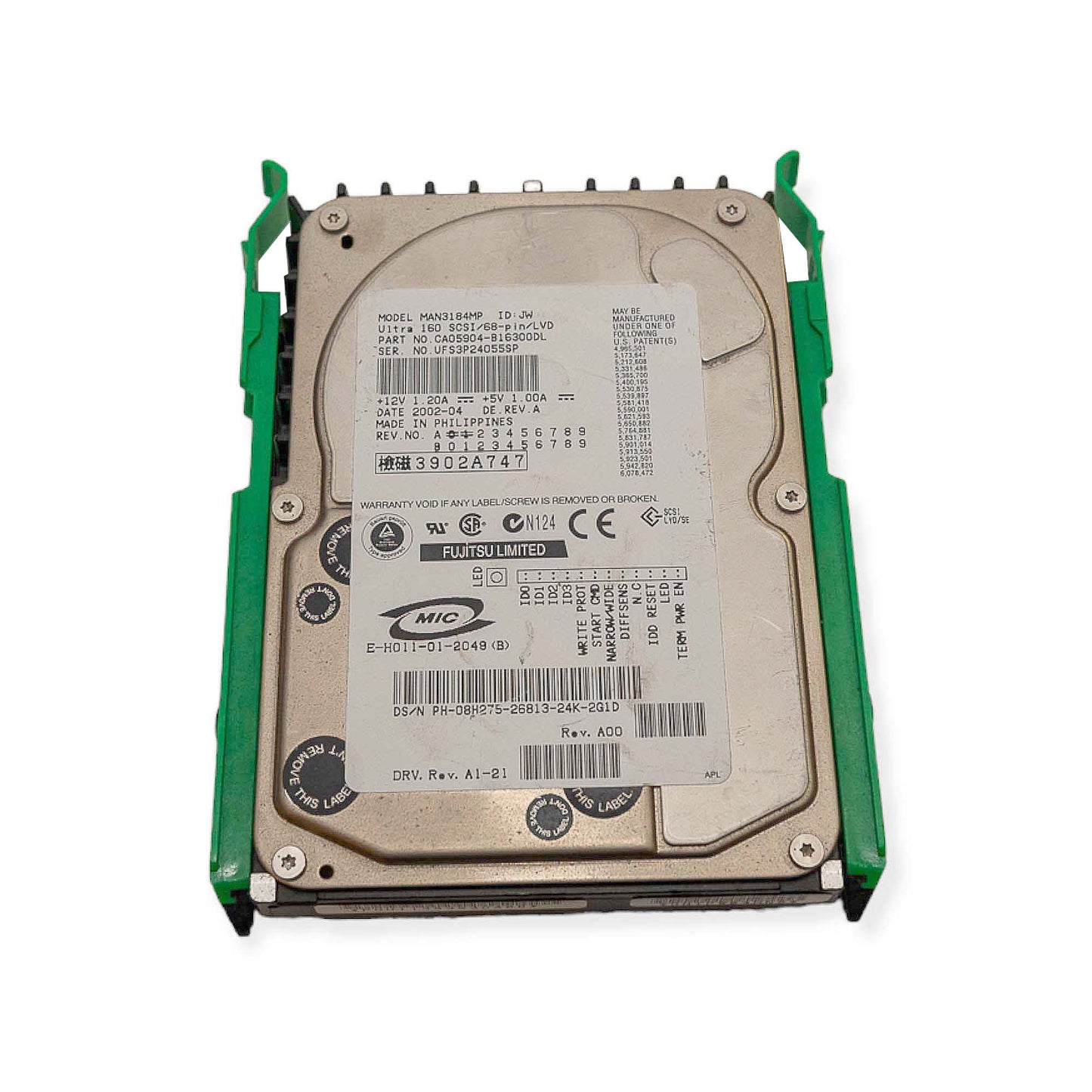 Disco Rígido IDE 3,5'' Fujitsu MAN3184MP 18GB Ultra 160 SCSI/68-pin/LVD sn UFS3P24055SP com caddy